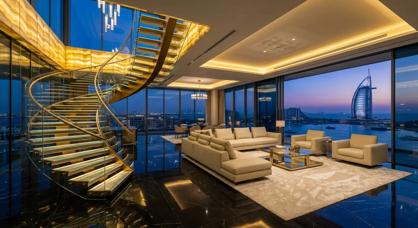 Grand living room Emirates Hills villa